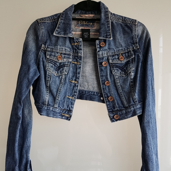 BILLABONG crop blue denim button-up jacket